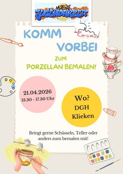 Porzellan bemalen MoJa 21.04 Klieken Porzellan