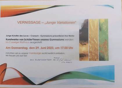 Vernissage "Junge Variationen" Plakat Vernissage Frau Weiser