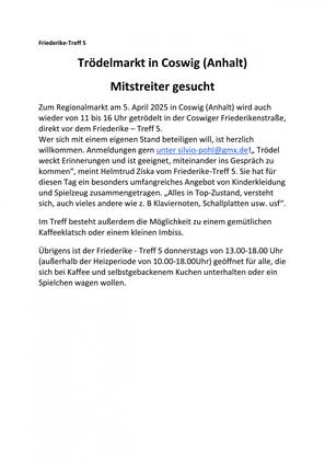 Trödelmarkt Ankündigung Trödelmarkt Kopie