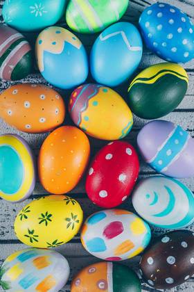 Ostereier flat lay easter eggs