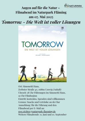 Tomorrow - Die Welt ist voller Lösungen Poster Tomorrow Simonetti Haus 07.05.2025
