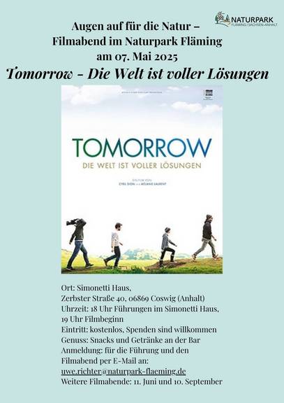 Tomorrow - Die Welt ist voller Lösungen Poster Tomorrow Simonetti Haus 07.05.2025